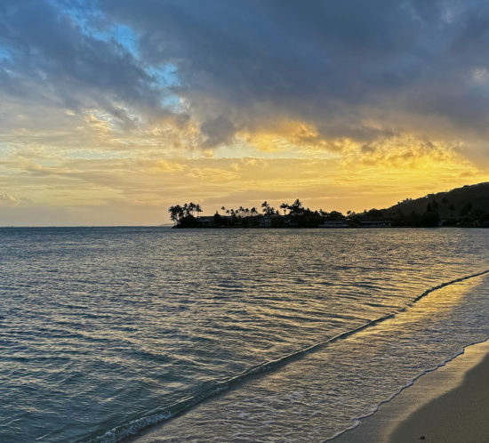 夕方のビーチ。