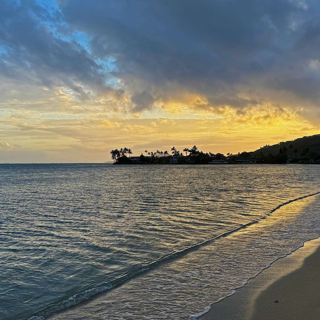 夕方のビーチ。